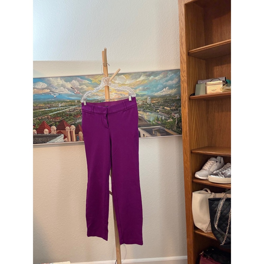 Lane Bryant The Allie Pants Womens 12 Purple Straight Leg Stretch Trousers